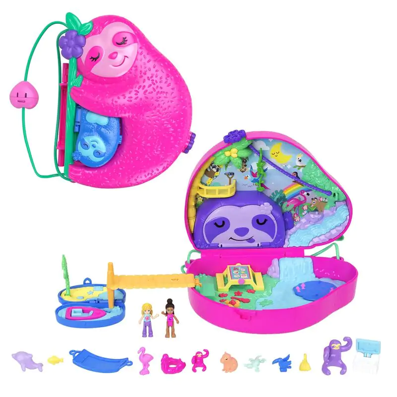 Polly Pocket Family of Sloths 2 w 1 zestaw do zabawy w klatce piersiowej zdjęcie produktu