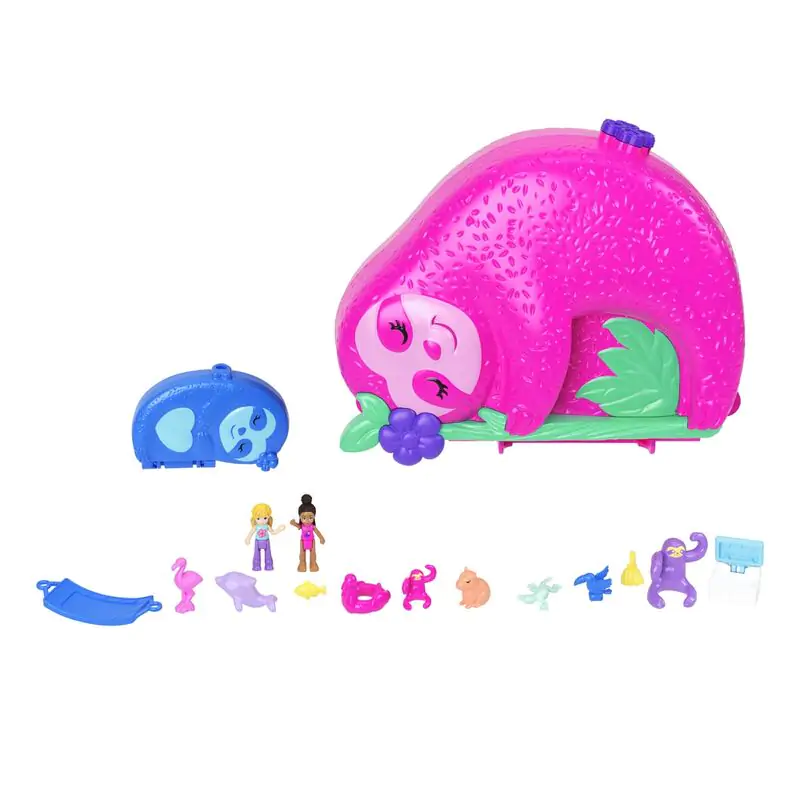 Polly Pocket Family of Sloths 2 w 1 zestaw do zabawy w klatce piersiowej zdjęcie produktu