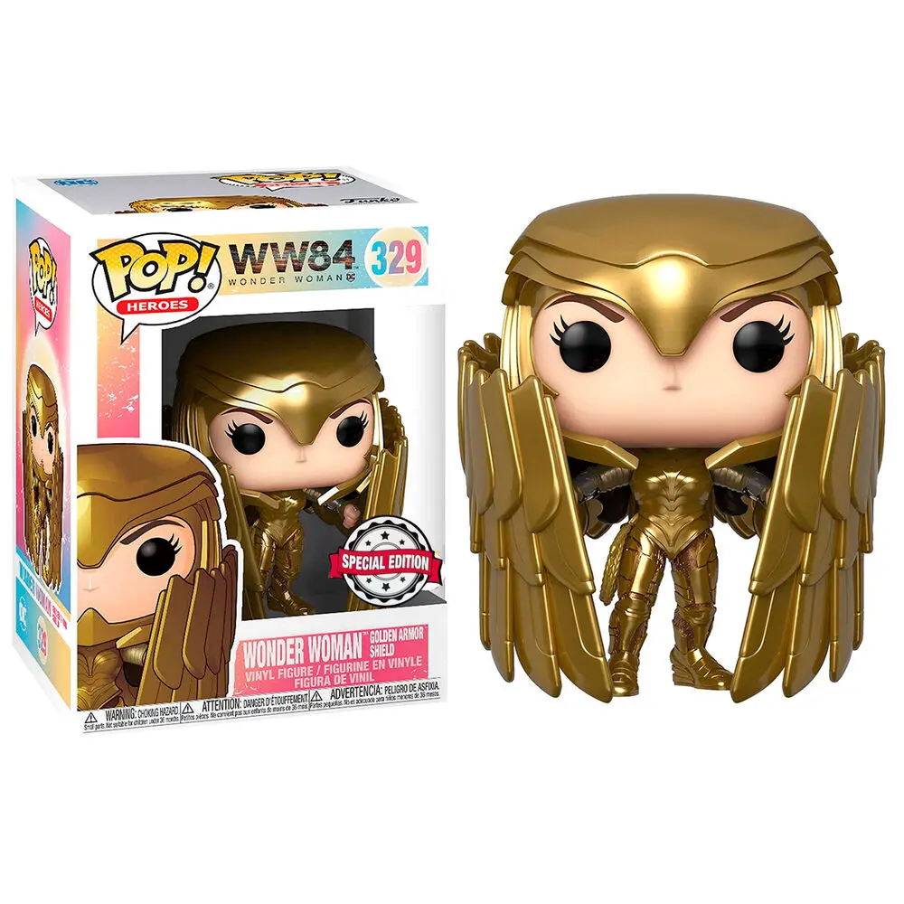 Figurka POP DC Comics Wonder Woman 84 - Wonder Woman Gold Shield Metallic Exclusive zdjęcie produktu