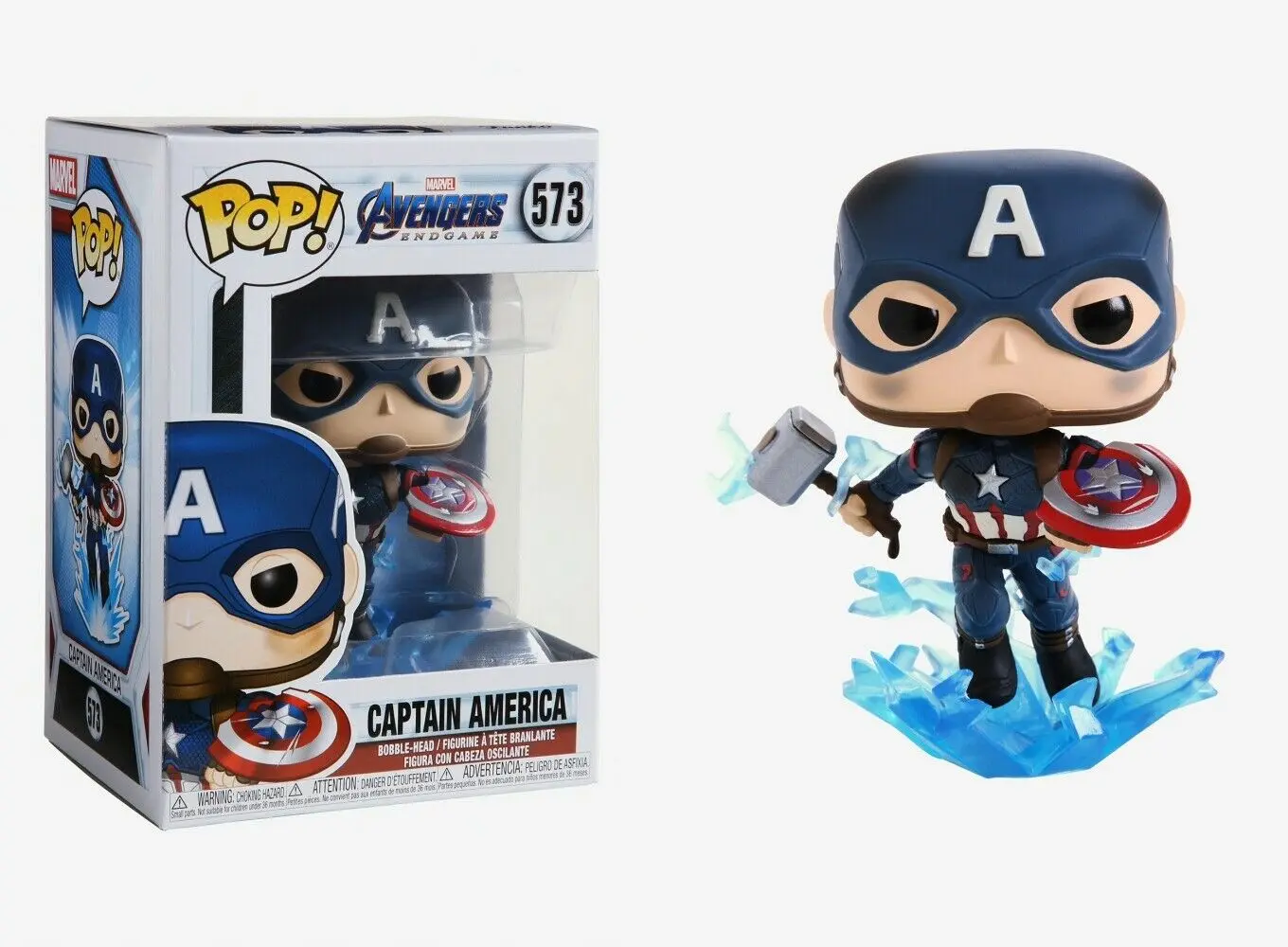 Avengers: Endgame POP! Movies Figurka winylowa Kapitan Ameryka z potłuczoną tarczą i Mjölnirem 9 cm zdjęcie produktu