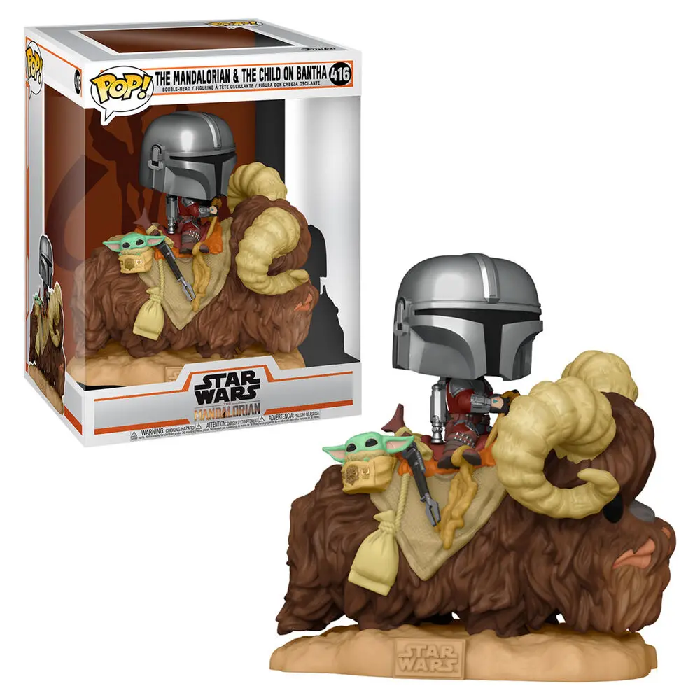 Star Wars The Mandalorian POP! Deluxe Figurka Vinyl The Mandalorian na Wantha z Dzieckiem w Torbie 9 cm zdjęcie produktu