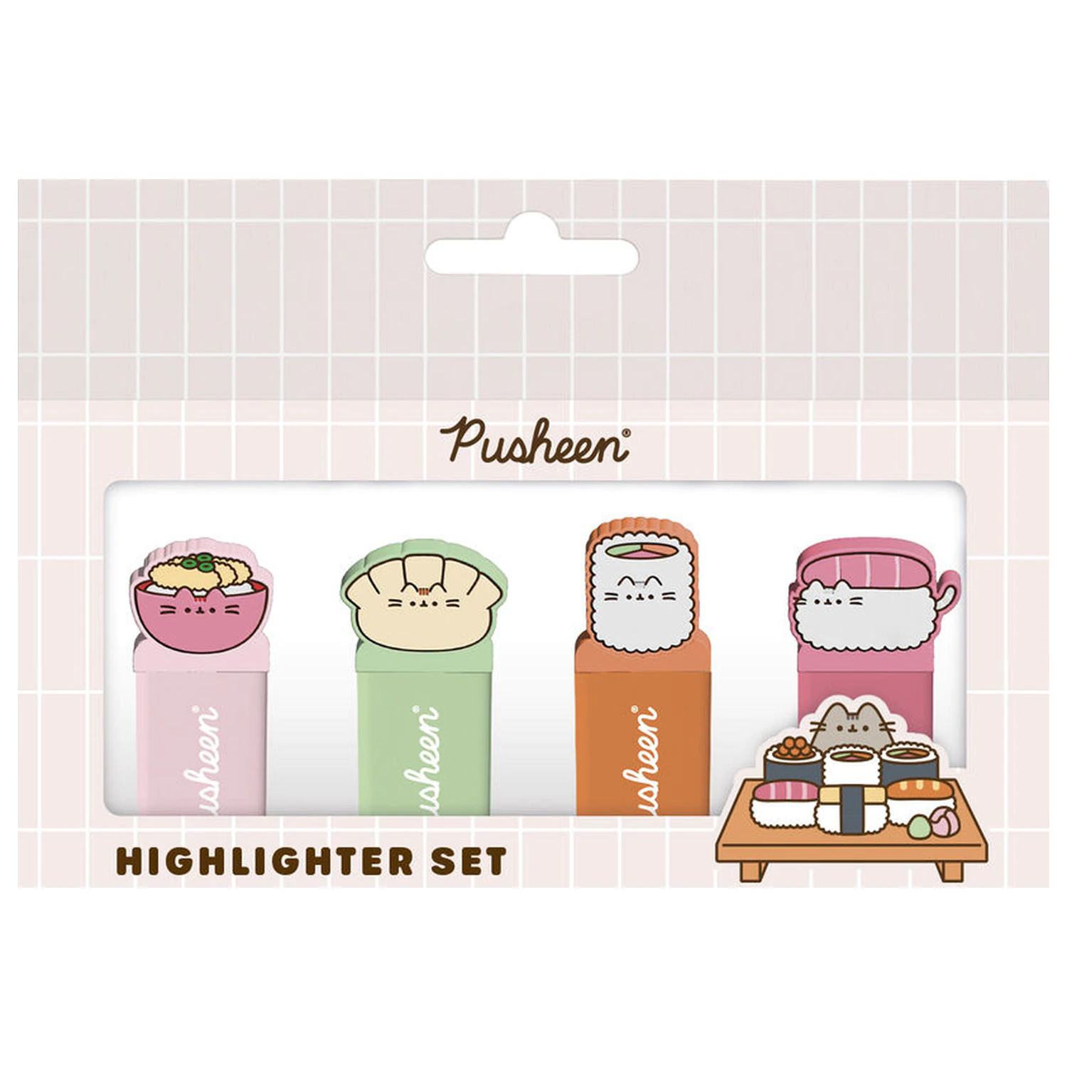 Pusheen Sushi Roll zestaw 4 zakreślaczy z nakładką zdjęcie produktu