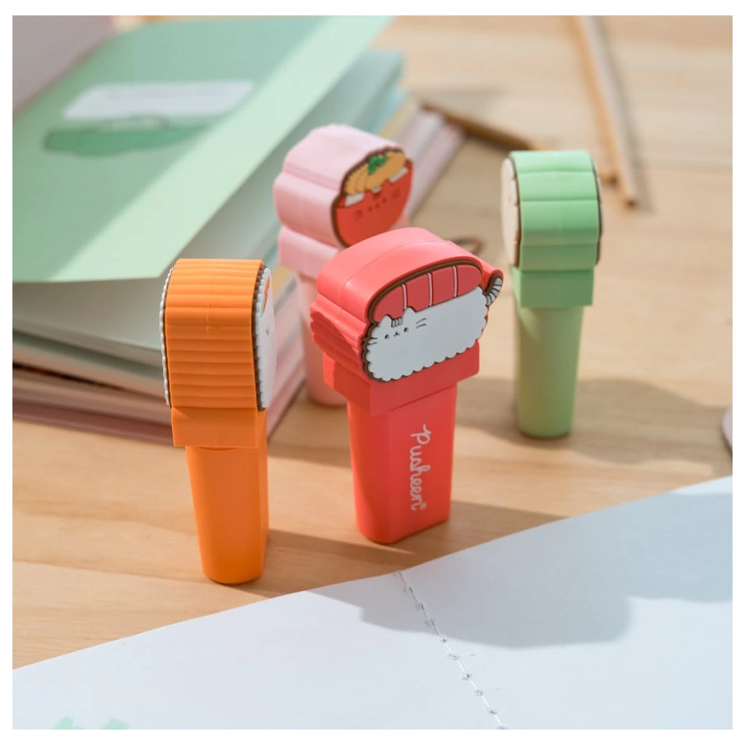Pusheen Sushi Roll zestaw 4 zakreślaczy z nakładką zdjęcie produktu