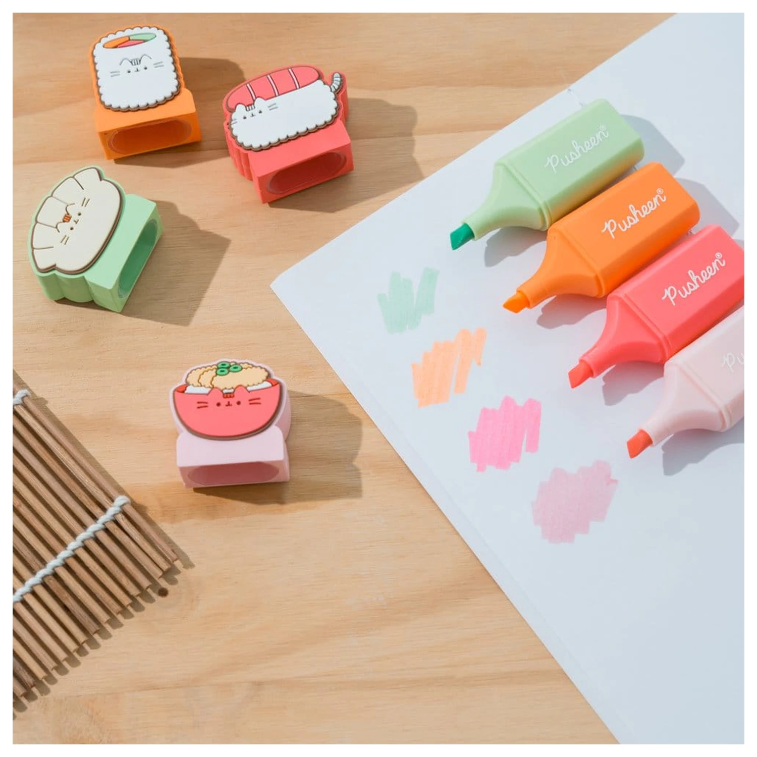 Pusheen Sushi Roll zestaw 4 zakreślaczy z nakładką zdjęcie produktu