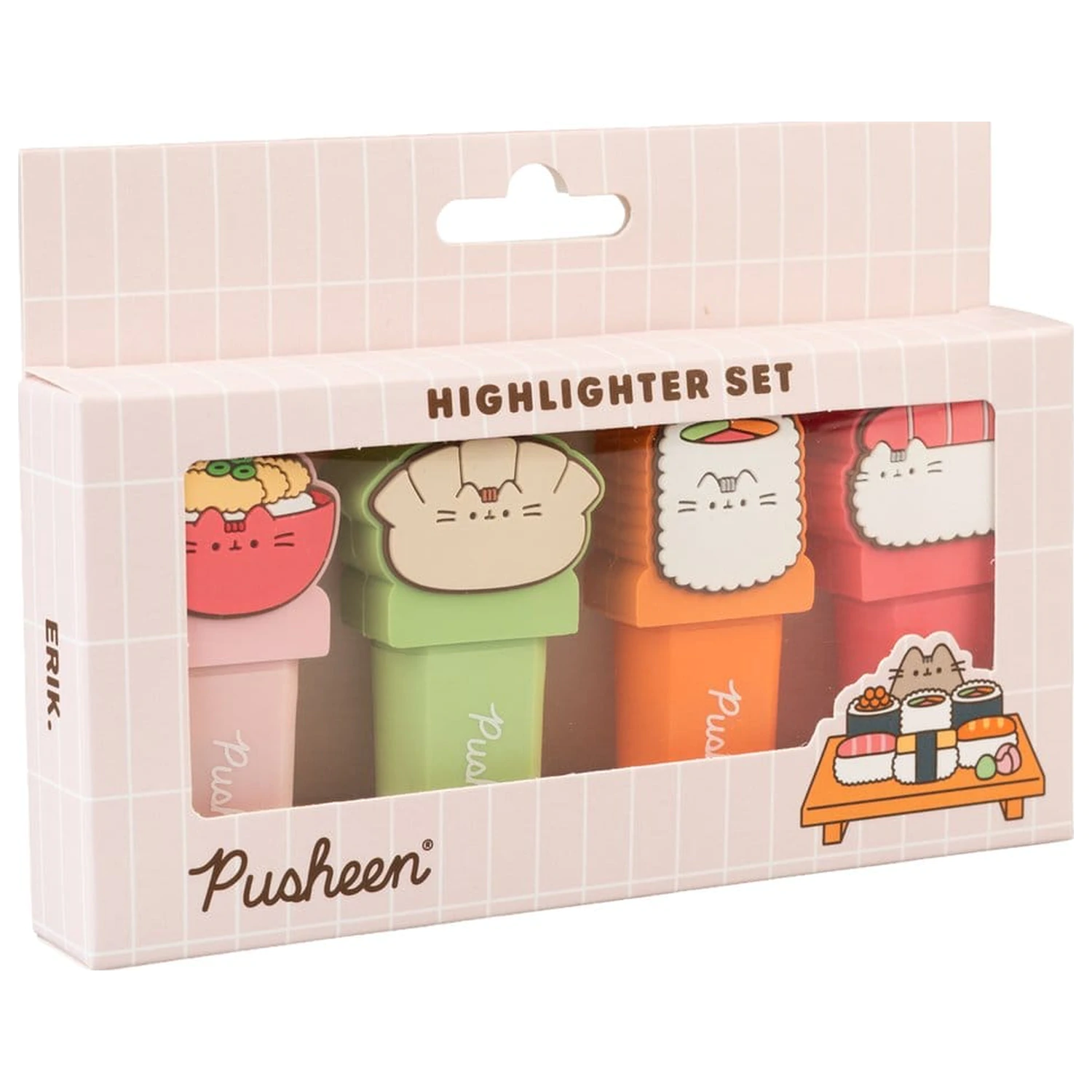 Pusheen Sushi Roll zestaw 4 zakreślaczy z nakładką zdjęcie produktu