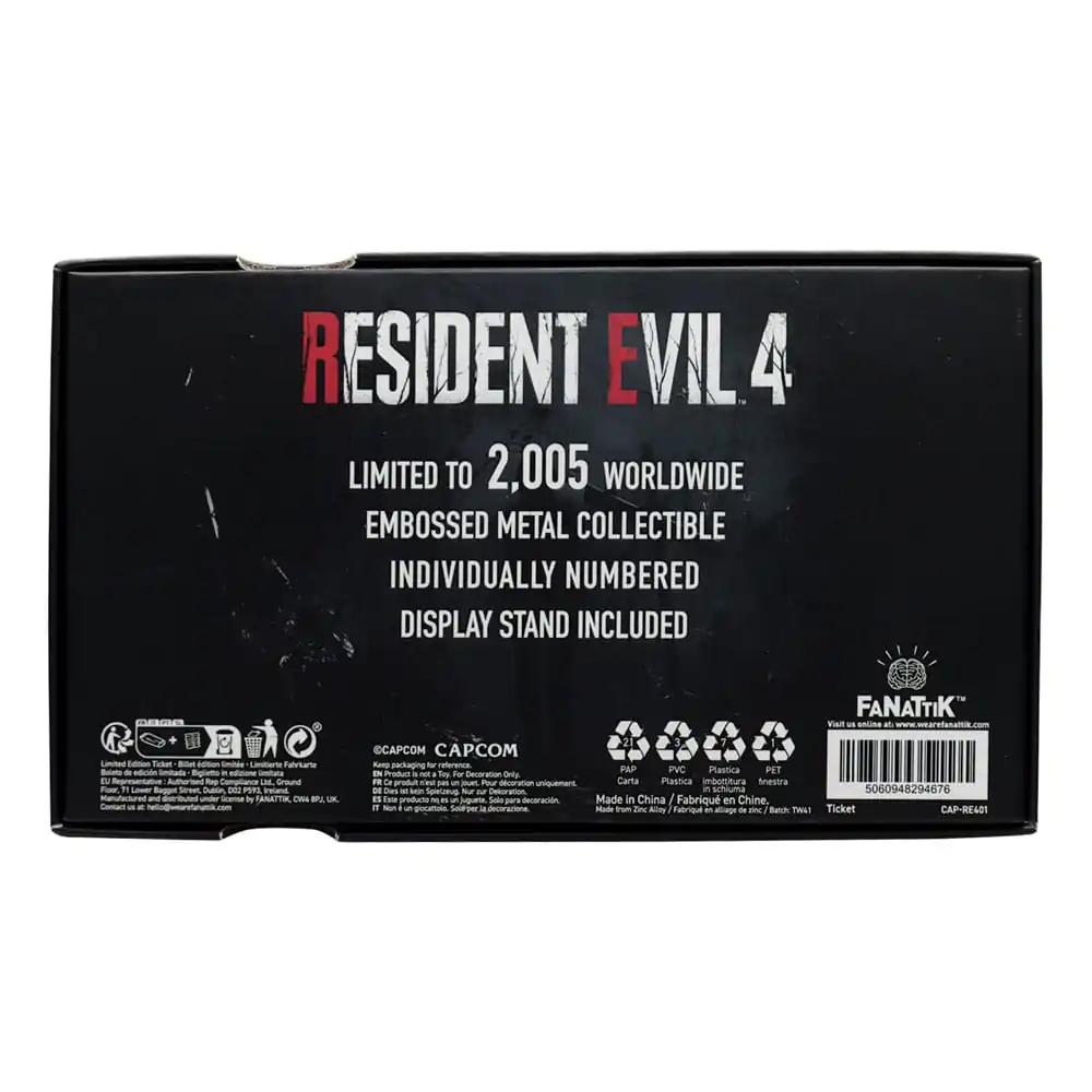 Replika Resident Evil 4 1/1 Metalowy Exclusive Upgrade Ticket zdjęcie produktu