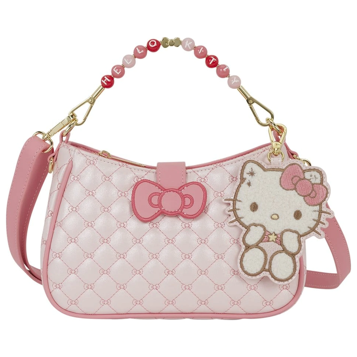 Sanrio by Loungefly Torebka Crossbody z Koralikową Rączką i Zawieszką Hello Kitty Pikowana zdjęcie produktu