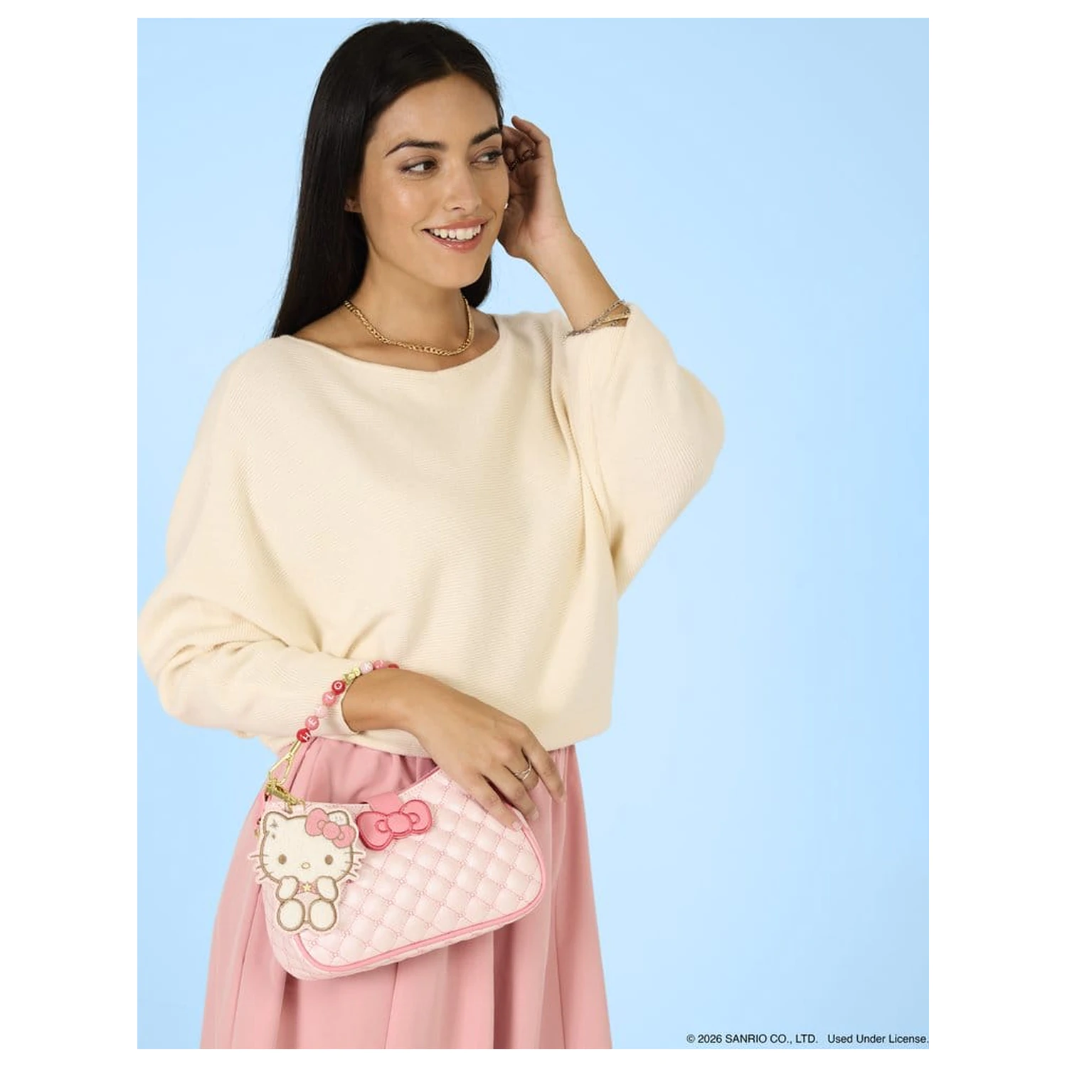 Sanrio by Loungefly Torebka Crossbody z Koralikową Rączką i Zawieszką Hello Kitty Pikowana zdjęcie produktu