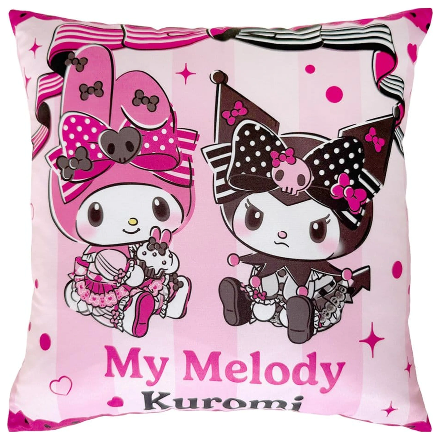 Sanrio Różowo-Czarna Poduszka z serii Party Kuromi i My Melody 35 x 35 cm zdjęcie produktu