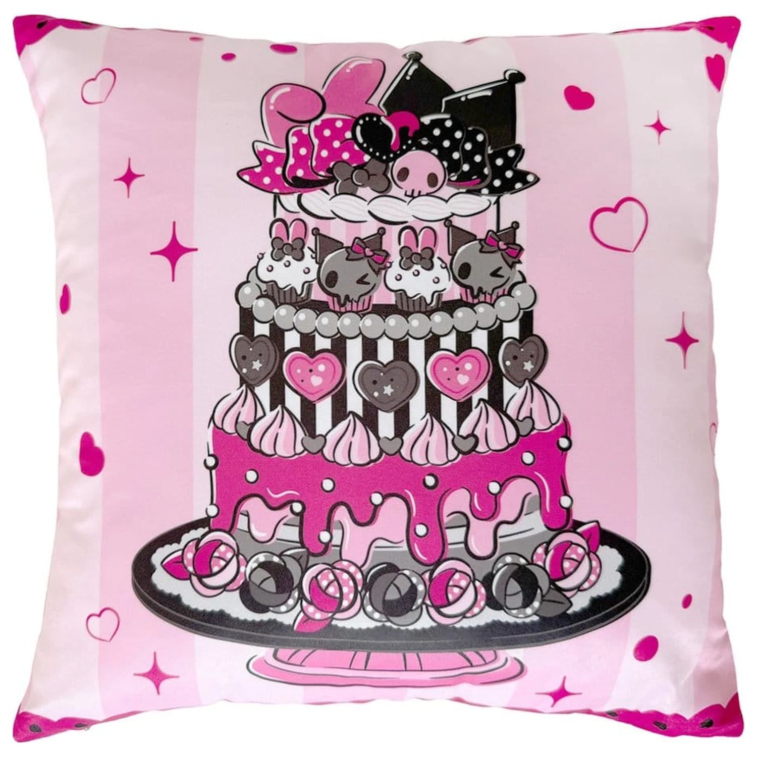 Sanrio Różowo-Czarna Poduszka z serii Party Kuromi i My Melody 35 x 35 cm zdjęcie produktu