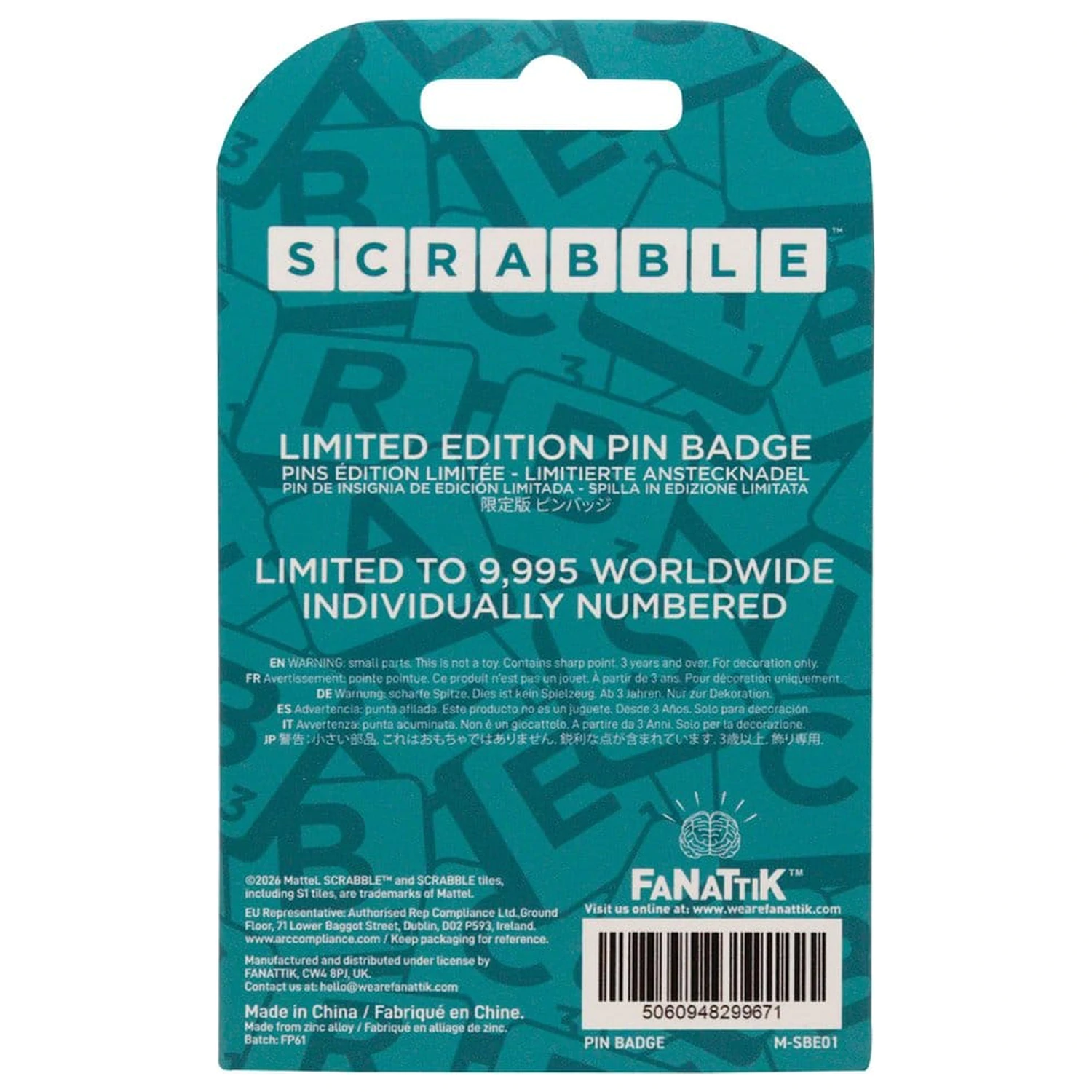 Scrabble Pin Badge Word Nerd Limitowana Edycja zdjęcie produktu