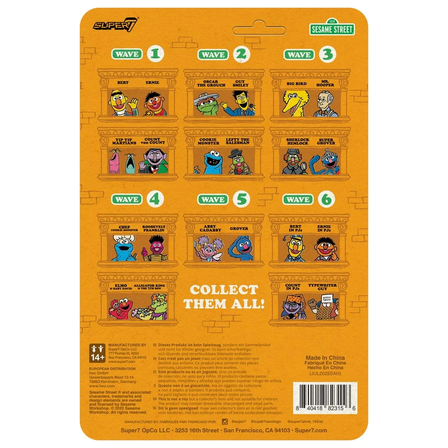 Ulica Sezamkowa ReAction figurka akcji Wave 06 Bert (PJ) 10 cm zdjęcie produktu