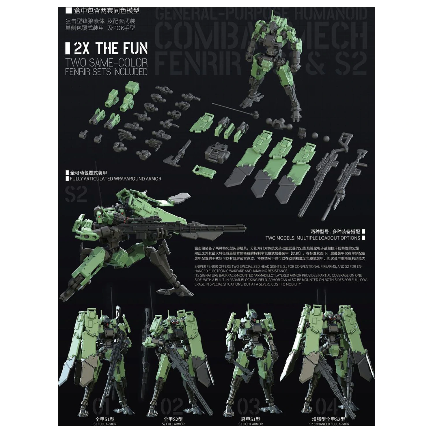 Model do składania Sheik Mainland Sniping Type Fenrir Green skala 1/18 zdjęcie produktu