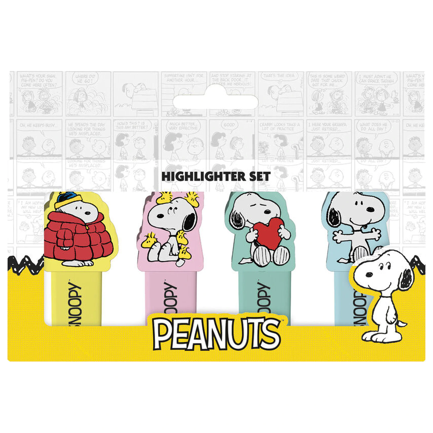 Snoopy Peanuts zestaw 4 zakreślaczy z nakładką zdjęcie produktu
