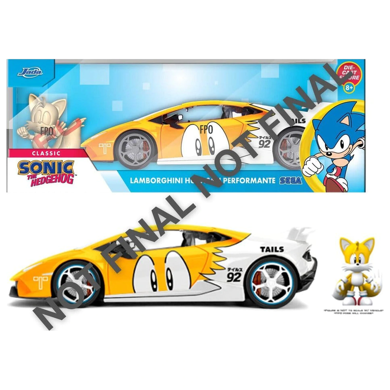 Pojazd diecast Sonic 1:24 Tails Lamborghini Huracan 19 cm zdjęcie produktu