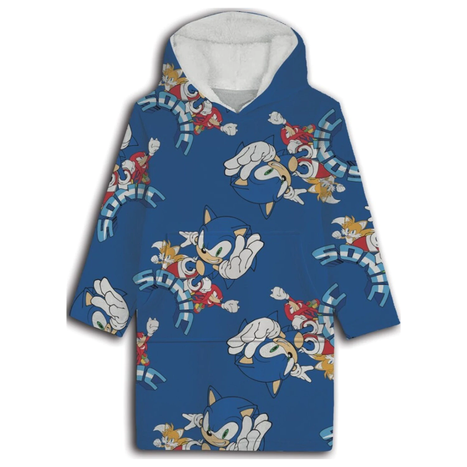 Sonic Team Wearable Pluszowy Koc Polarowy Poncho dla dzieci w wieku 7-14 lat zdjęcie produktu