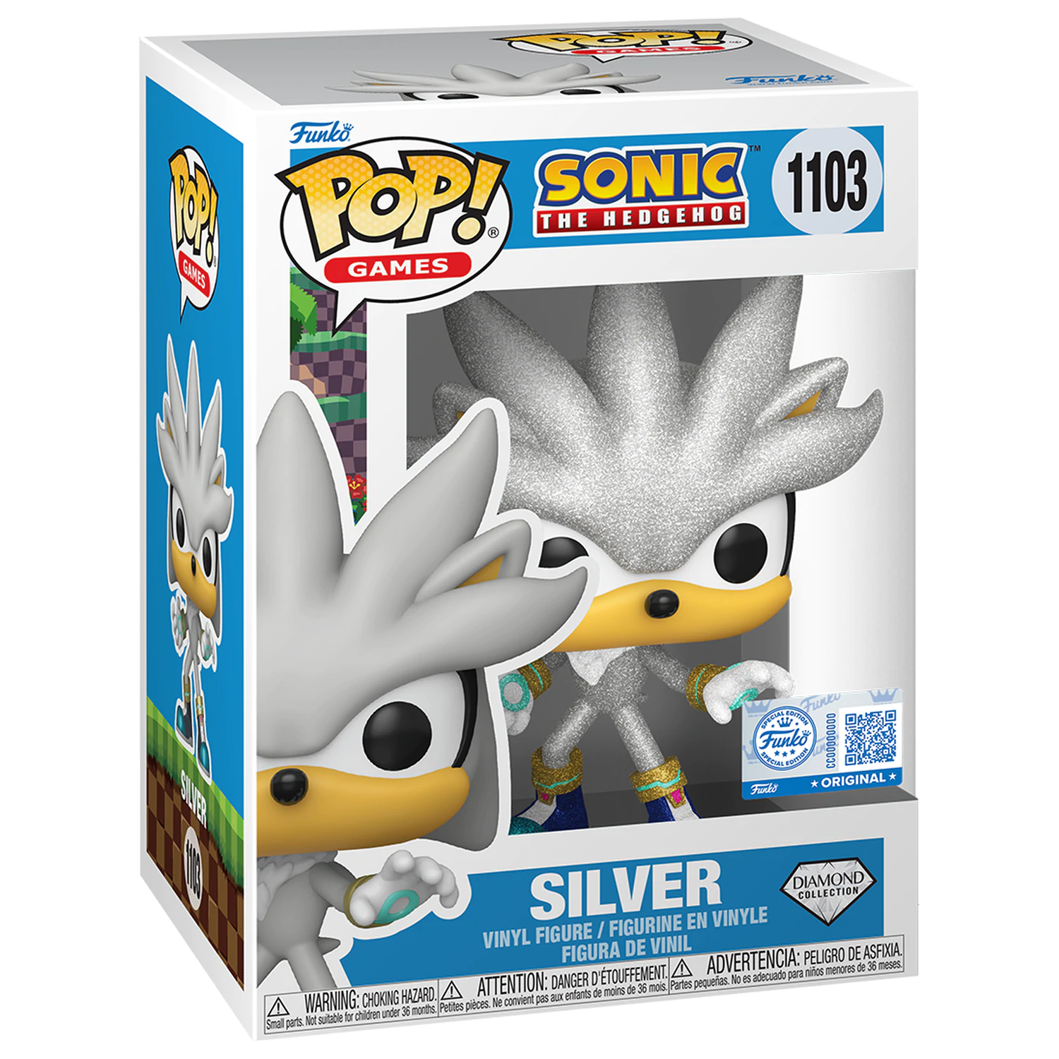 Sonic The Hedgehog Funko POP! Games Figurka Winyl Silver The Hedgehog (FL) 9 cm zdjęcie produktu