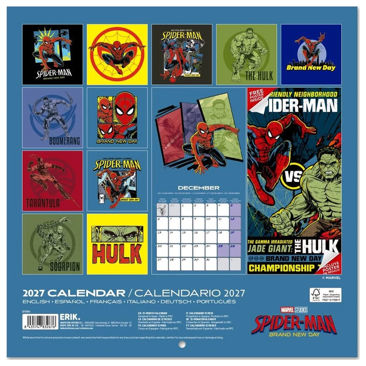 Spider-Man kalendarz ścienny 2027 30 x 30 cm zdjęcie produktu