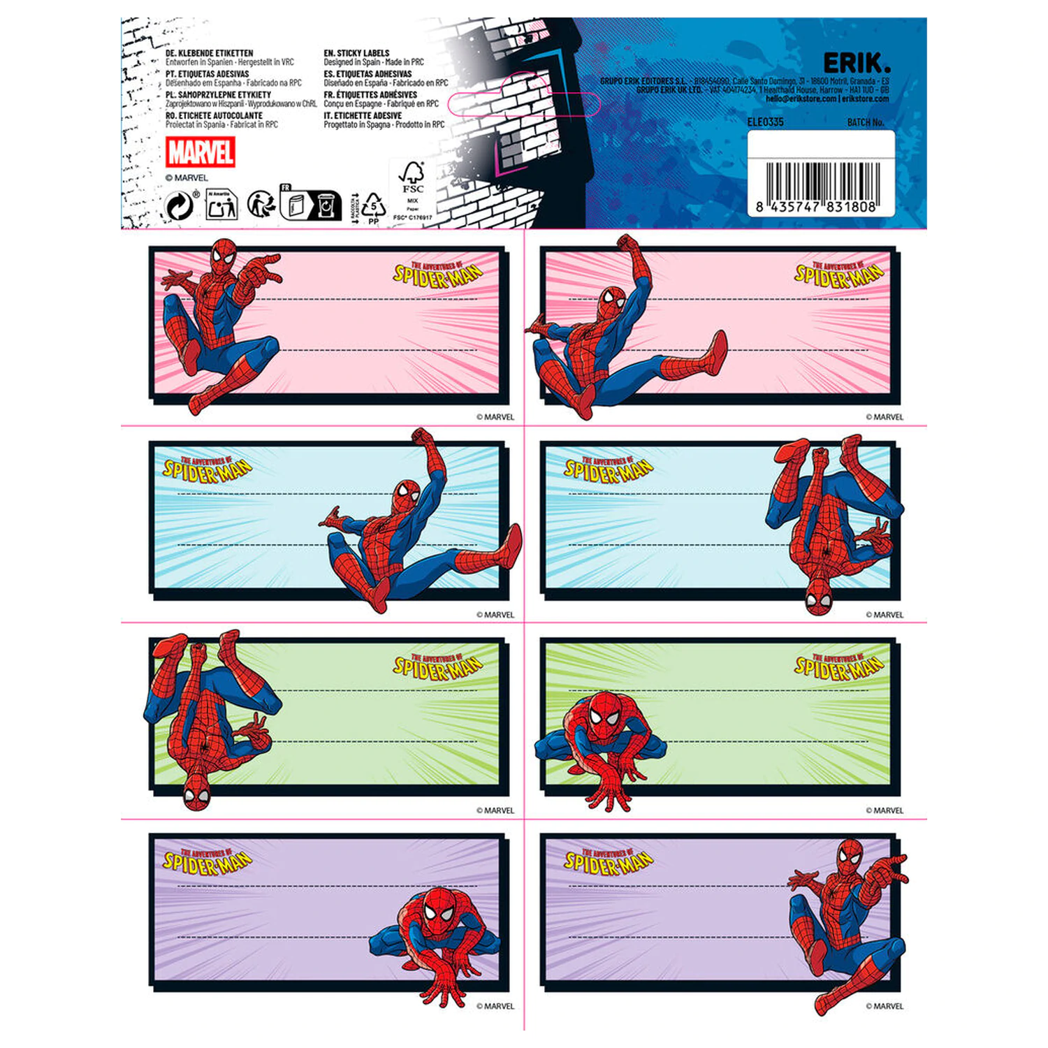 Marvel Spiderman etykiety samoprzylepne zdjęcie produktu