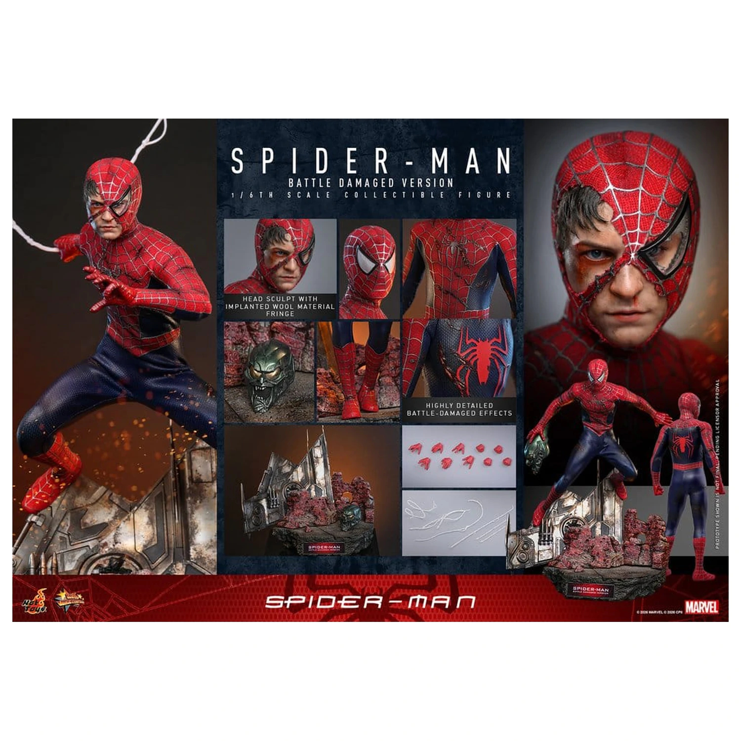 Spider-Man Movie Masterpiece figurka akcji 1/6 Spider-Man (Battle Damaged Version) 30 cm zdjęcie produktu