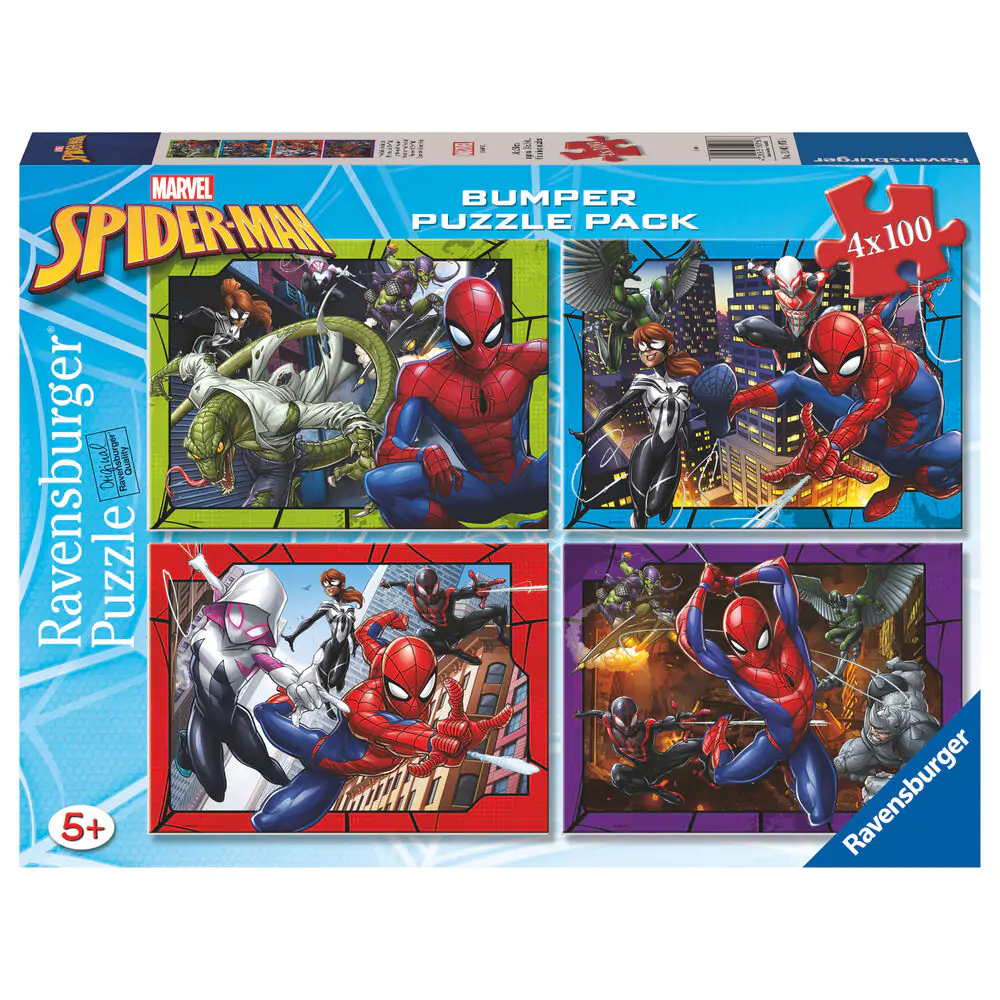 Marvel Spiderman puzzle 4x100 elementów zdjęcie produktu