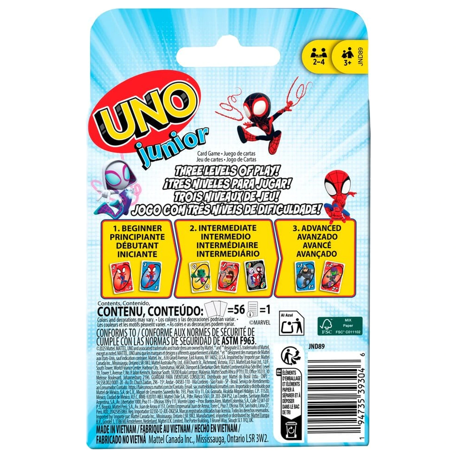 Spidey & His Amazing Friends UNO Junior Gra Karciana zdjęcie produktu