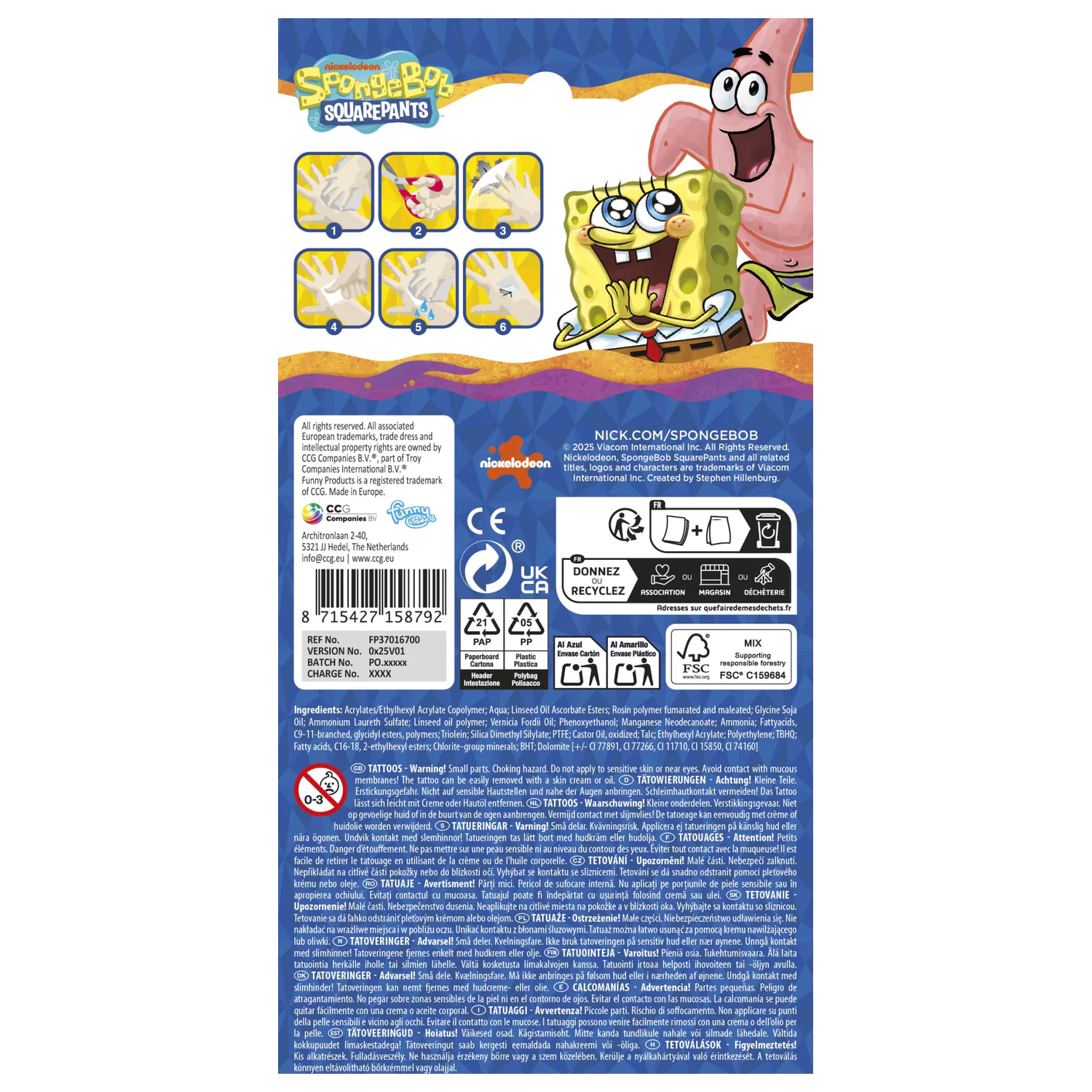 SpongeBob Fun tatuaże 12 szt. zdjęcie produktu