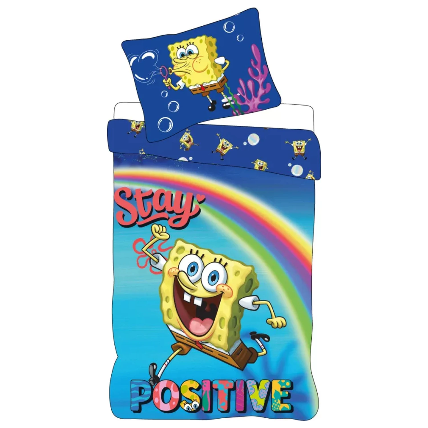 SpongeBob Stay Positive pościel dla dzieci, przedszkolaków, poszewka na kołdrę zdjęcie produktu