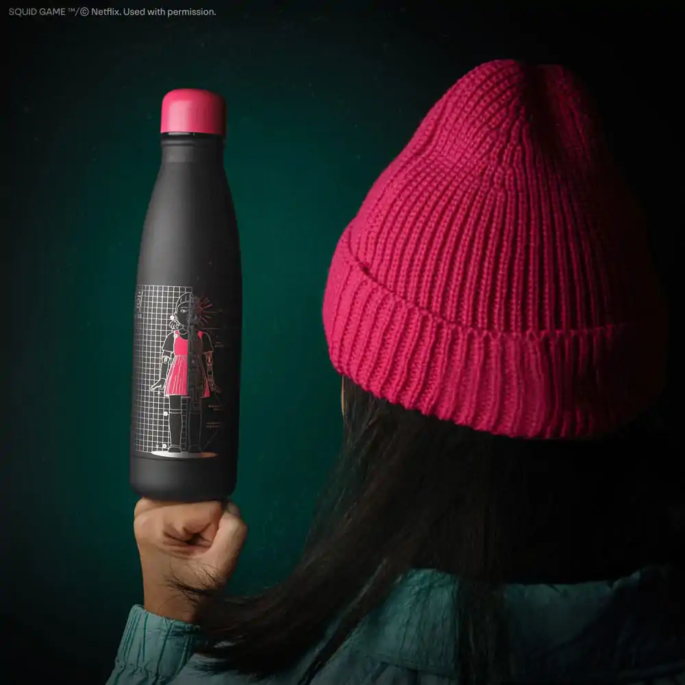 "Squid Game" Termos na Wodę Young-hee Niebiesko-Czarny Nadruk zdjęcie produktu