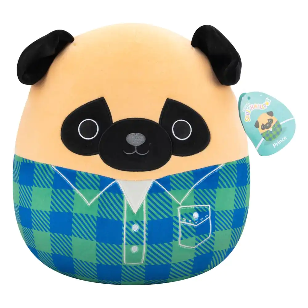 Squishmallows Pluszowa Figurka Brązowy Mops w Zielono-Niebieskiej Flanelowej Koszuli Prince 30 cm zdjęcie produktu