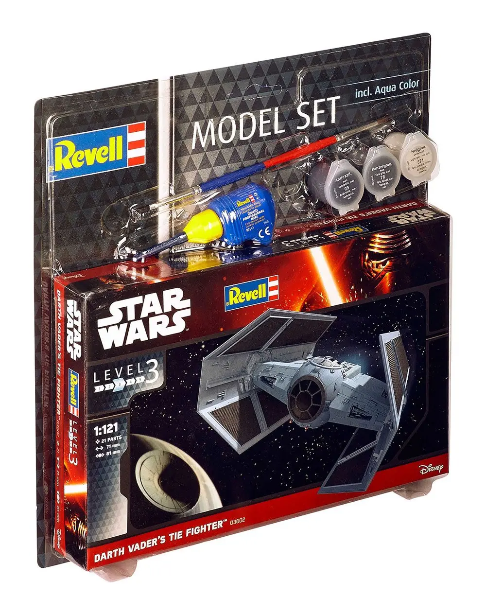Star Wars Model Kit 1/121 Zestaw modeli Myśliwiec TIE Dartha Vadera 7 cm zdjęcie produktu