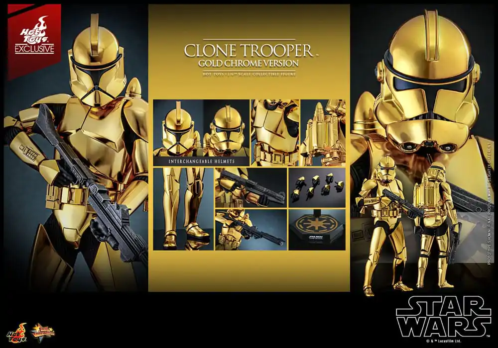 Figurka akcji Star Wars 1/6 Clone Trooper (Gold Chrome Version) Exclusive 30 cm zdjęcie produktu