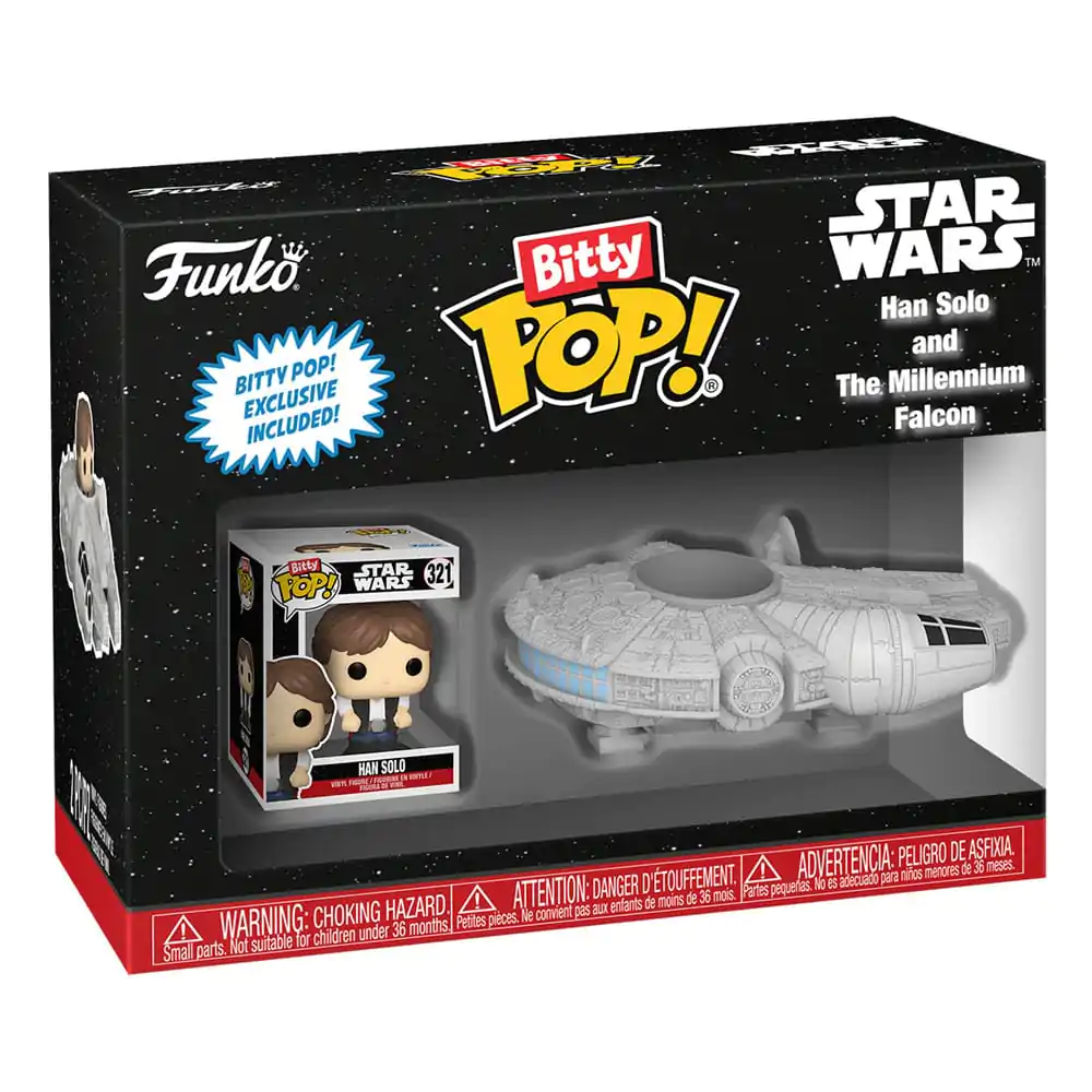 Star Wars Bitty Funko POP! Rides Figurka winylowa Han Solo z Millenium Falcon 2,5 cm zdjęcie produktu