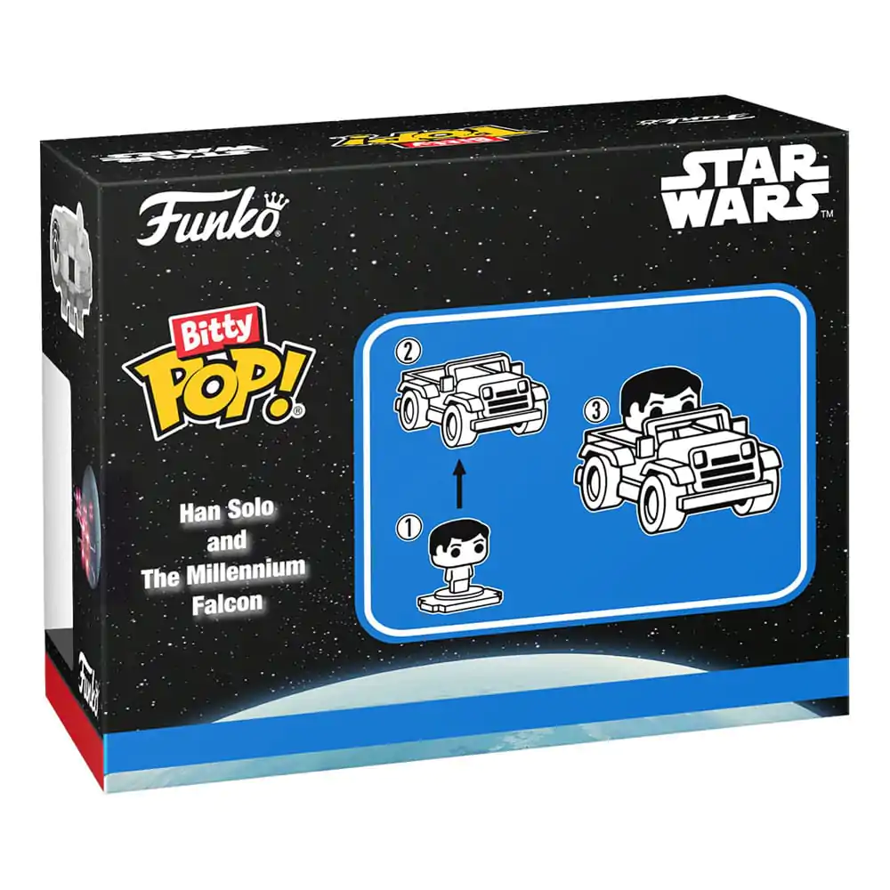 Star Wars Bitty Funko POP! Rides Figurka winylowa Han Solo z Millenium Falcon 2,5 cm zdjęcie produktu