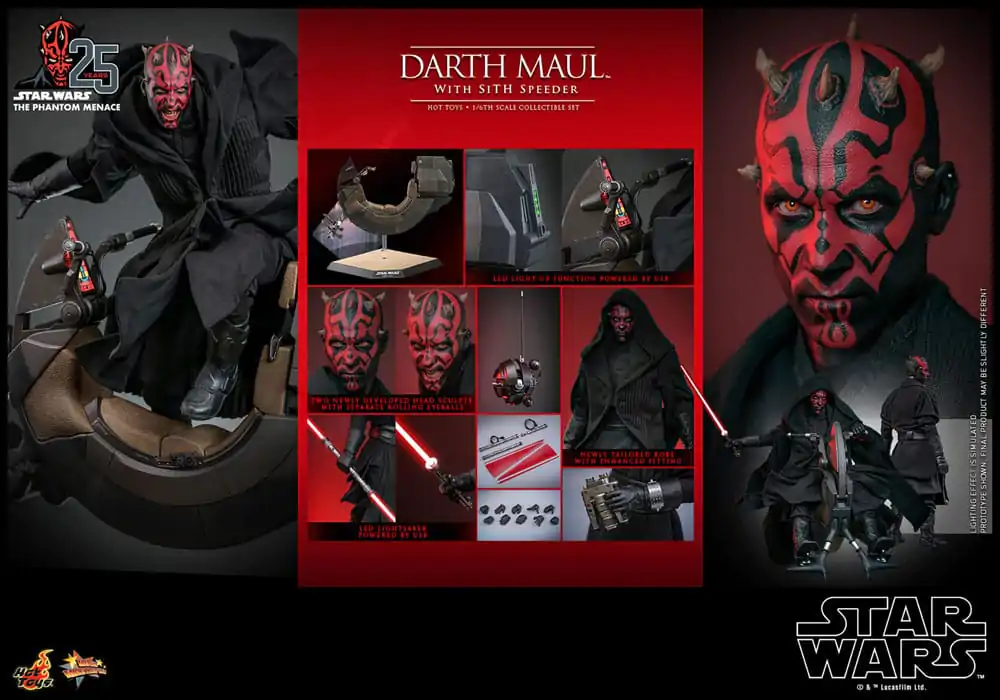 Star Wars: Część I - Mroczne Widmo Movie Masterpiece Figurka Akcji 1/6 Darth Maul ze Ścigaczem Sith 29 cm zdjęcie produktu