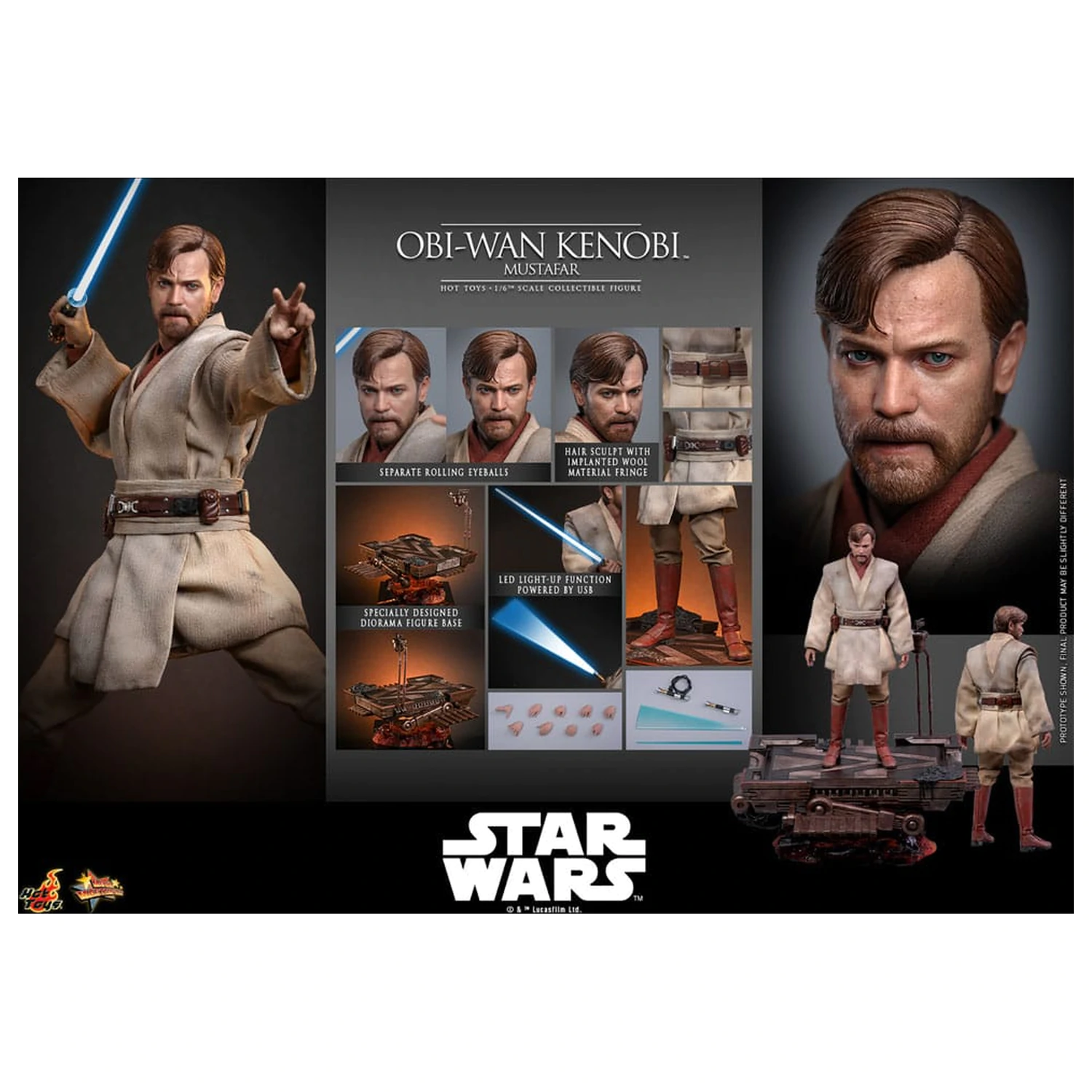 Star Wars: Episode III - Revenge of the Sith figurka kolekcjonerska Movie Masterpiece Action Figure 1/6 Obi-Wan Kenobi (Mustafar) 31 cm zdjęcie produktu