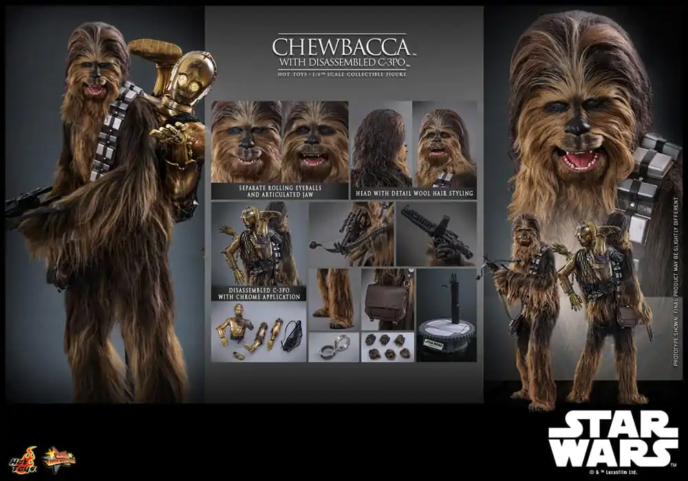 Star Wars: Część V – Imperium Kontratakuje Movie Masterpiece Figurka Akcji 1/6 Chewbacca z Rozmontowanym C-3PO 36 cm zdjęcie produktu