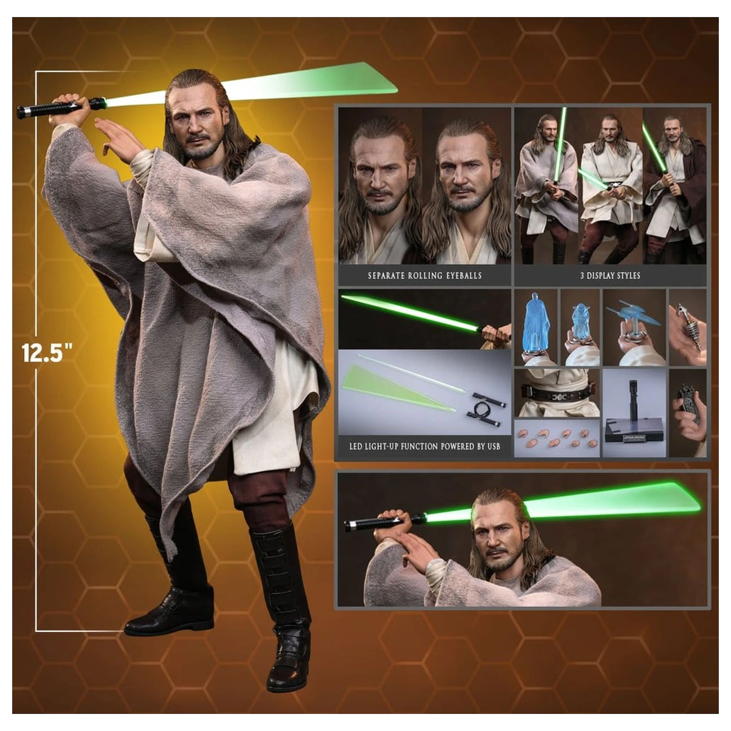 Star Wars Movie Masterpiece Figurka Akcji 1/6 Qui-Gon Jinn (Edycja Kolekcjonerska) 32 cm zdjęcie produktu