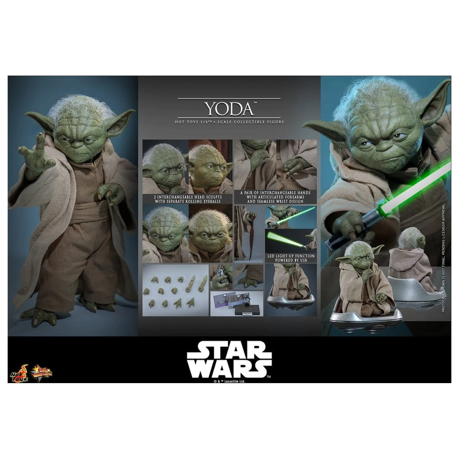 Star Wars: Revenge of the Sith Movie Masterpiece Figurka akcji 1/6 Yoda 14 cm zdjęcie produktu