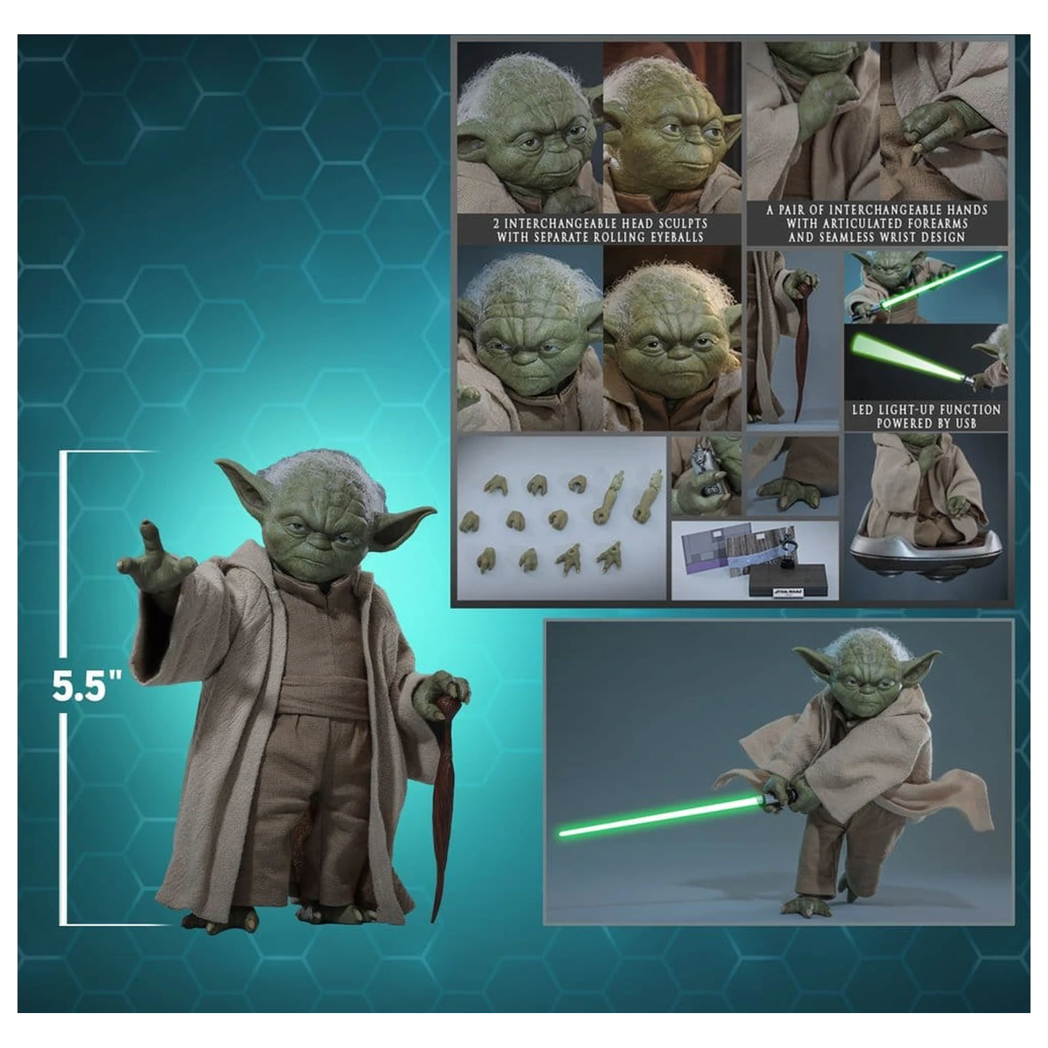 Star Wars: Revenge of the Sith Movie Masterpiece Figurka akcji 1/6 Yoda 14 cm zdjęcie produktu