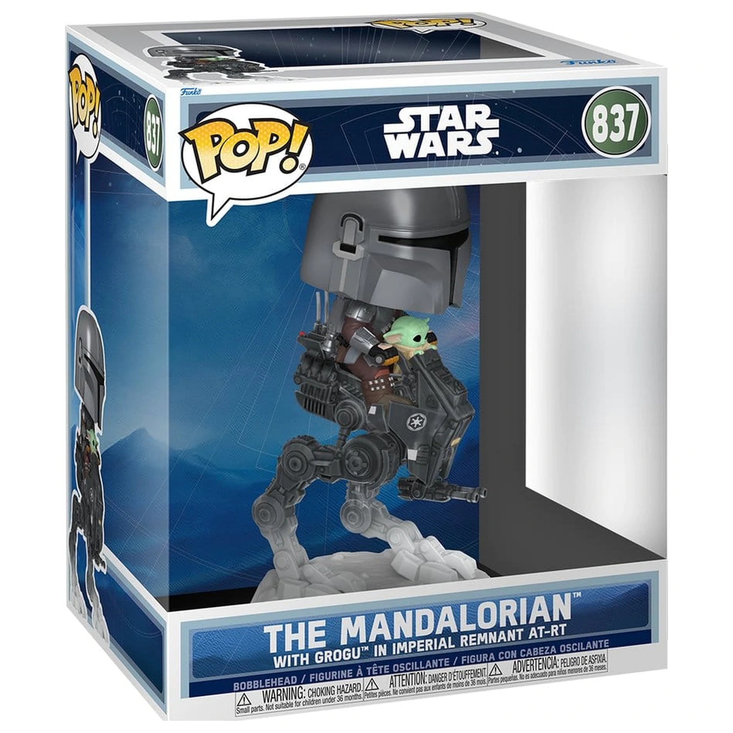 Star Wars: The Mandalorian and Grogu Funko POP! Rides Deluxe Vinyl Bobblehead Figurka The Mandalorian z Grogu w Imperial Remnant AT-RT zdjęcie produktu
