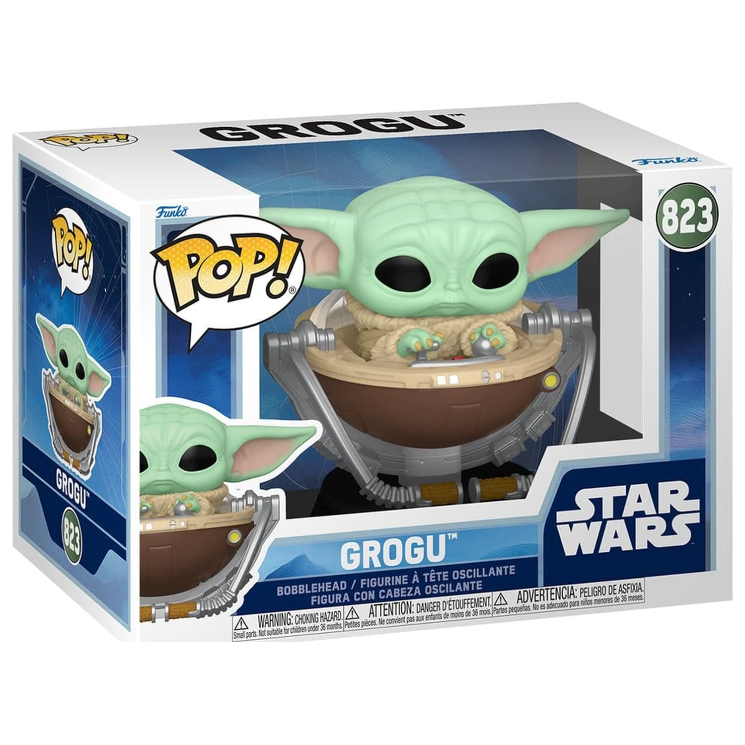 Star Wars: The Mandalorian and Grogu Funko POP! Winylowa figurka Bobblehead Grogu w wózku 9 cm zdjęcie produktu