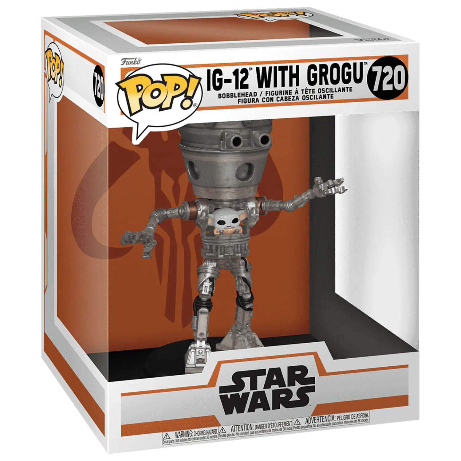 Star Wars: The Mandalorian Funko POP! Deluxe Vinyl Bobblehead Figurka IG-12 z Grogu 17 cm zdjęcie produktu