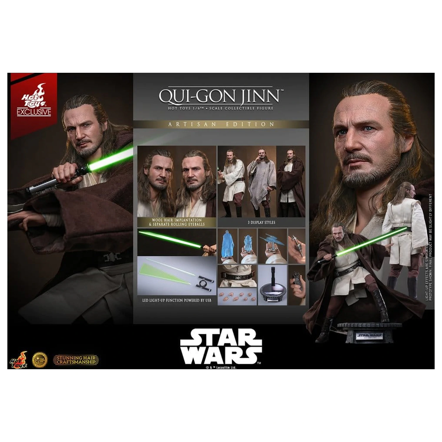 Star Wars: The Phantom Menace Movie Masterpiece Figurka Akcji 1/6 Qui-Gon Jinn (Artisan Edition) Hot Toys Exclusive 32 cm zdjęcie produktu
