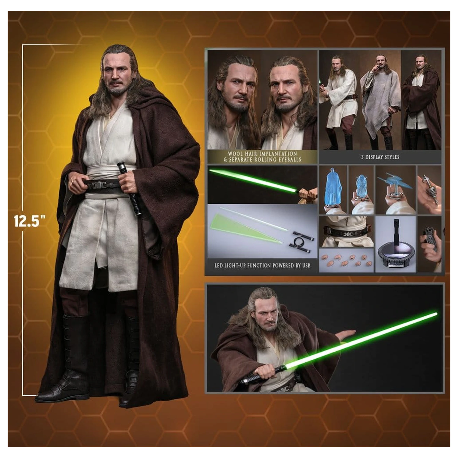 Star Wars: The Phantom Menace Movie Masterpiece Figurka Akcji 1/6 Qui-Gon Jinn (Artisan Edition) Hot Toys Exclusive 32 cm zdjęcie produktu