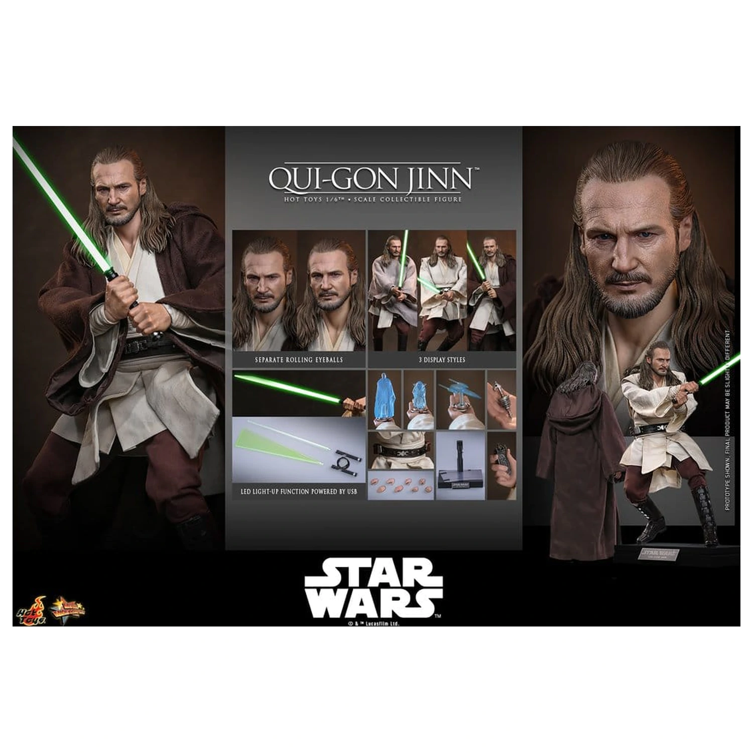 Star Wars: The Phantom Menace Movie Masterpiece Figurka Akcji 1/6 Qui-Gon Jinn (Artisan Edition) Hot Toys Exclusive 32 cm zdjęcie produktu