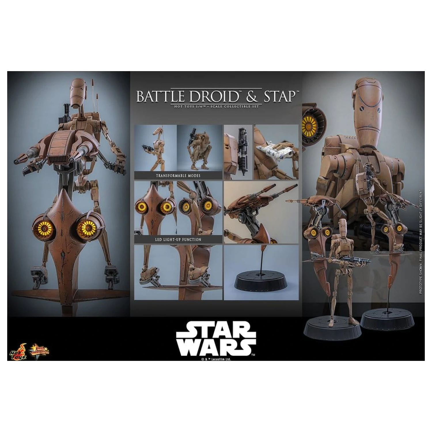Star Wars: The Phantom Menace Movie Masterpiece zestaw figurek akcji 1/6 Battle Droid & STAP 32 cm zdjęcie produktu