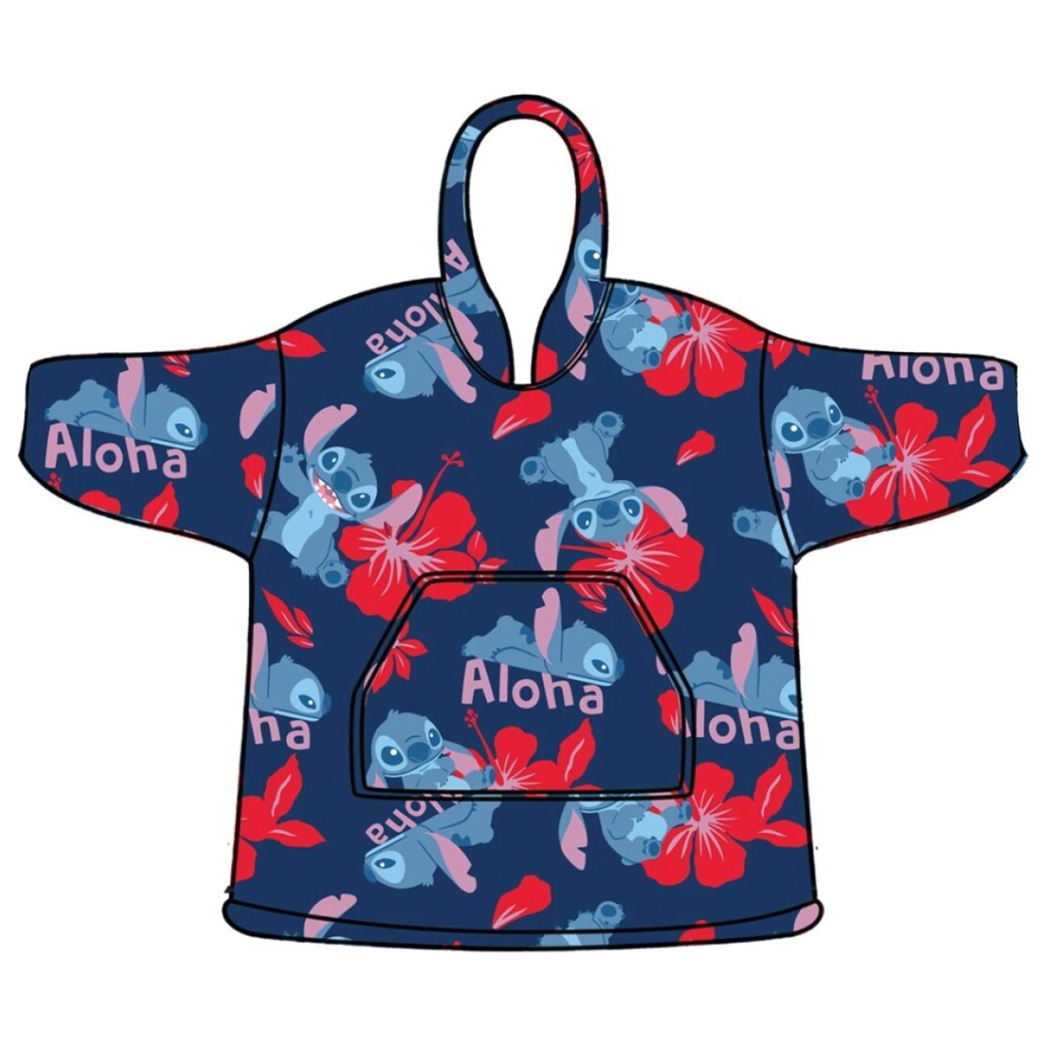 Stitch Aloha Dorosły Pluszowy Koc z Polaru Noszony jako Poncho zdjęcie produktu