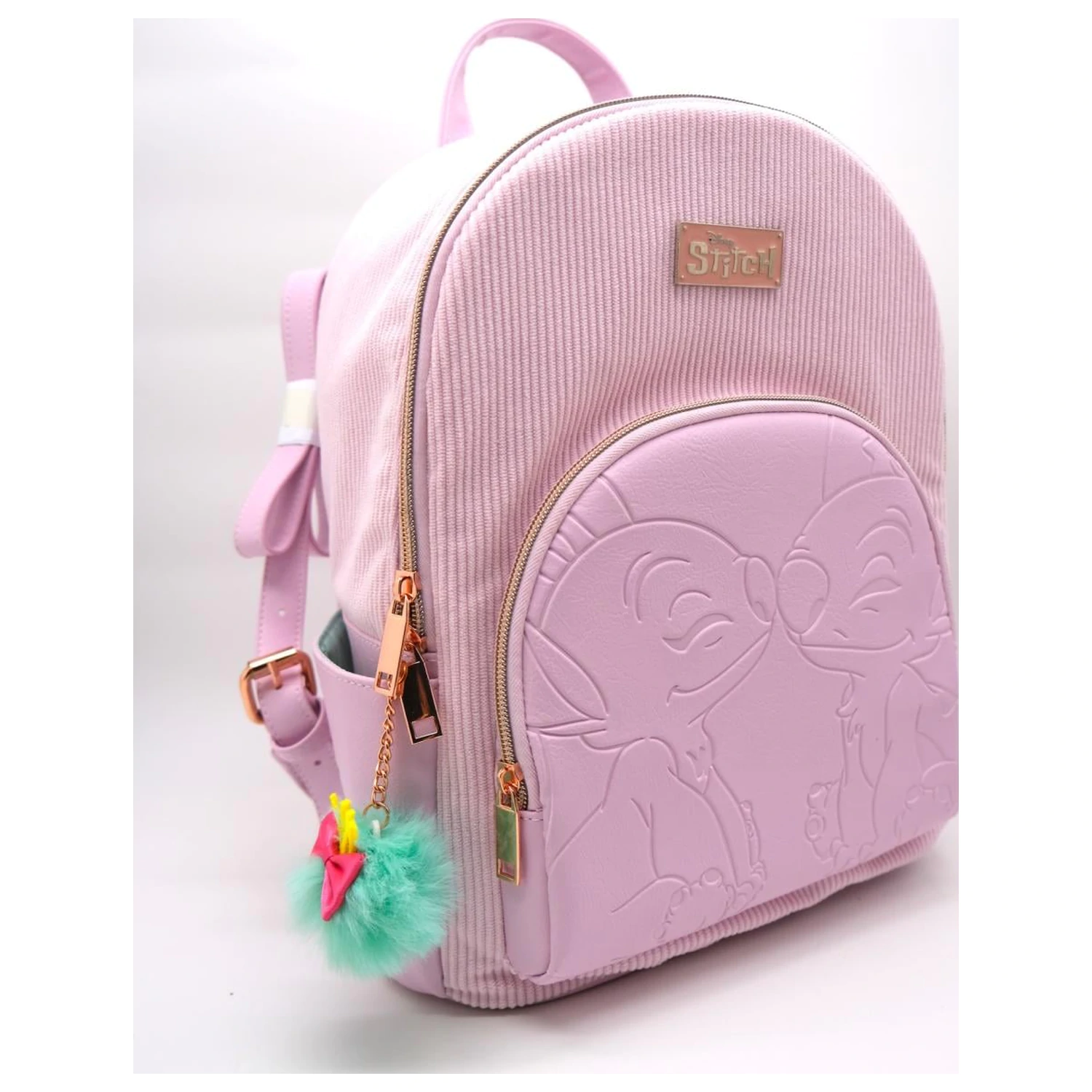 Stitch & Angel Fashion Duo Różowy Sztruksowy Plecak 32x25x14cm zdjęcie produktu