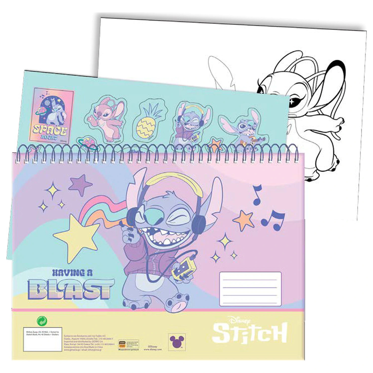 Stitch Blast A/4 Szkicownik Spiralny 40 arkuszy z naklejkami zdjęcie produktu
